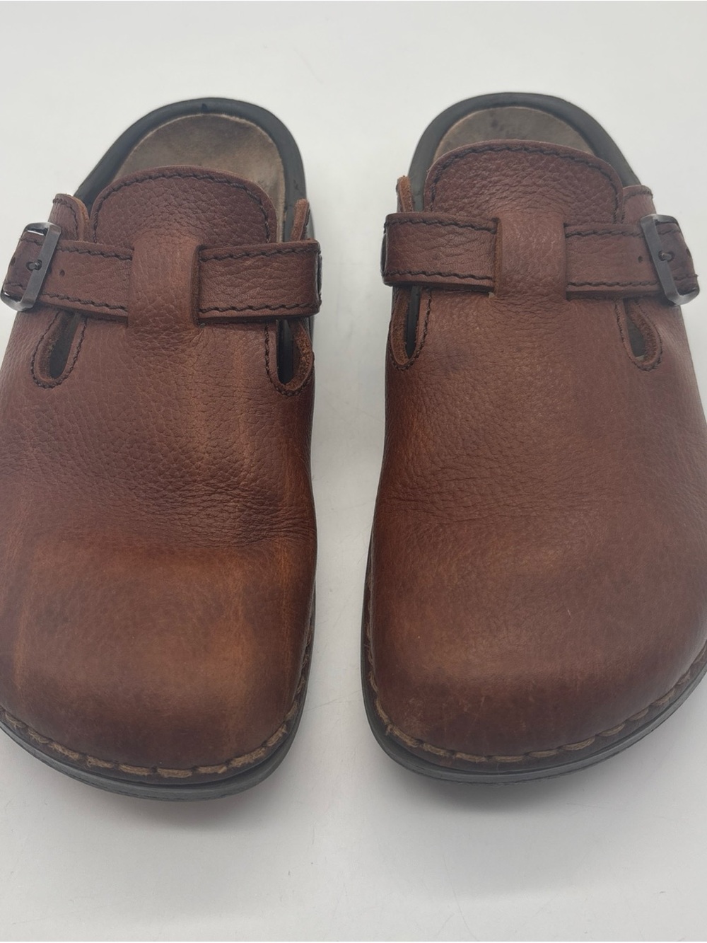 Birkenstock Brown Leather Tatami Women's Clogs with Adjustable Strap